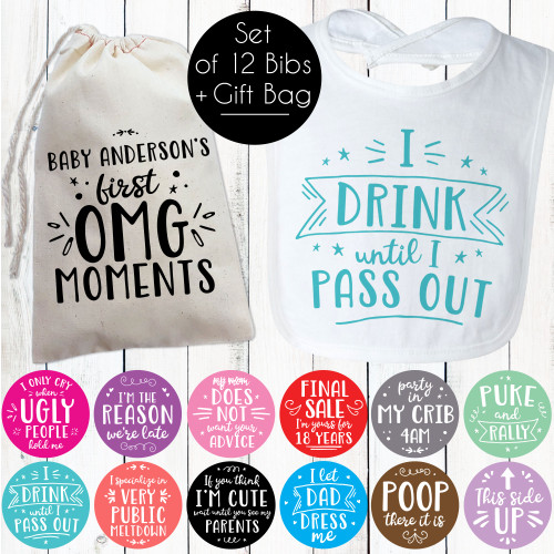 Personalized Baby Bibs Custom Burp Cloths Funny Pacifiers