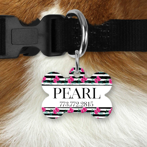 Personalized Dog Tag: Shabby Chic Floral