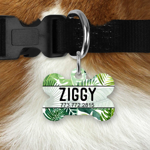Personalized Dog Tag: Tropical Leaves