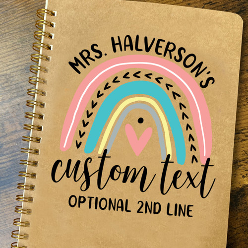 Personalized Mod Rainbow Teacher Notebook - Customized Lined Journal or Diary with Name