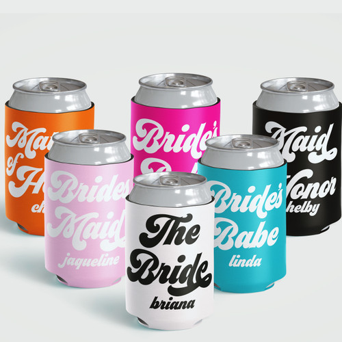 Bachelorette Can Cooler Custom Striped Can Cooler Custom Retro Can Cooler Retro Striped Can Cooler Custom Bachelorette Favor Can Cooler
