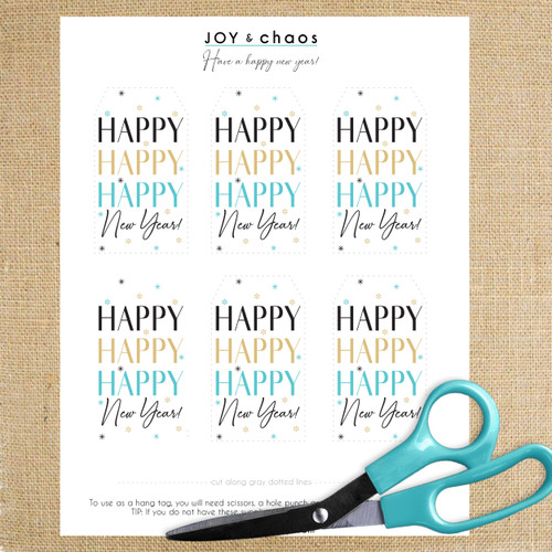 Happy Happy New Year Printable Party Favor Tags (Instant Download)
