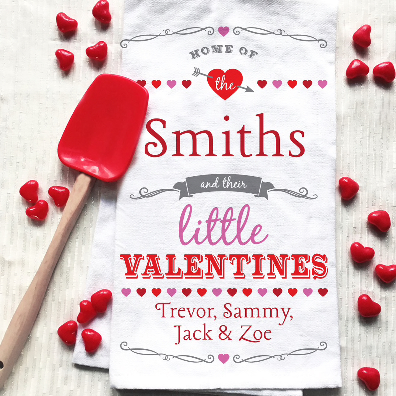 Little Valentines Personalized Kitchen Tea Towel