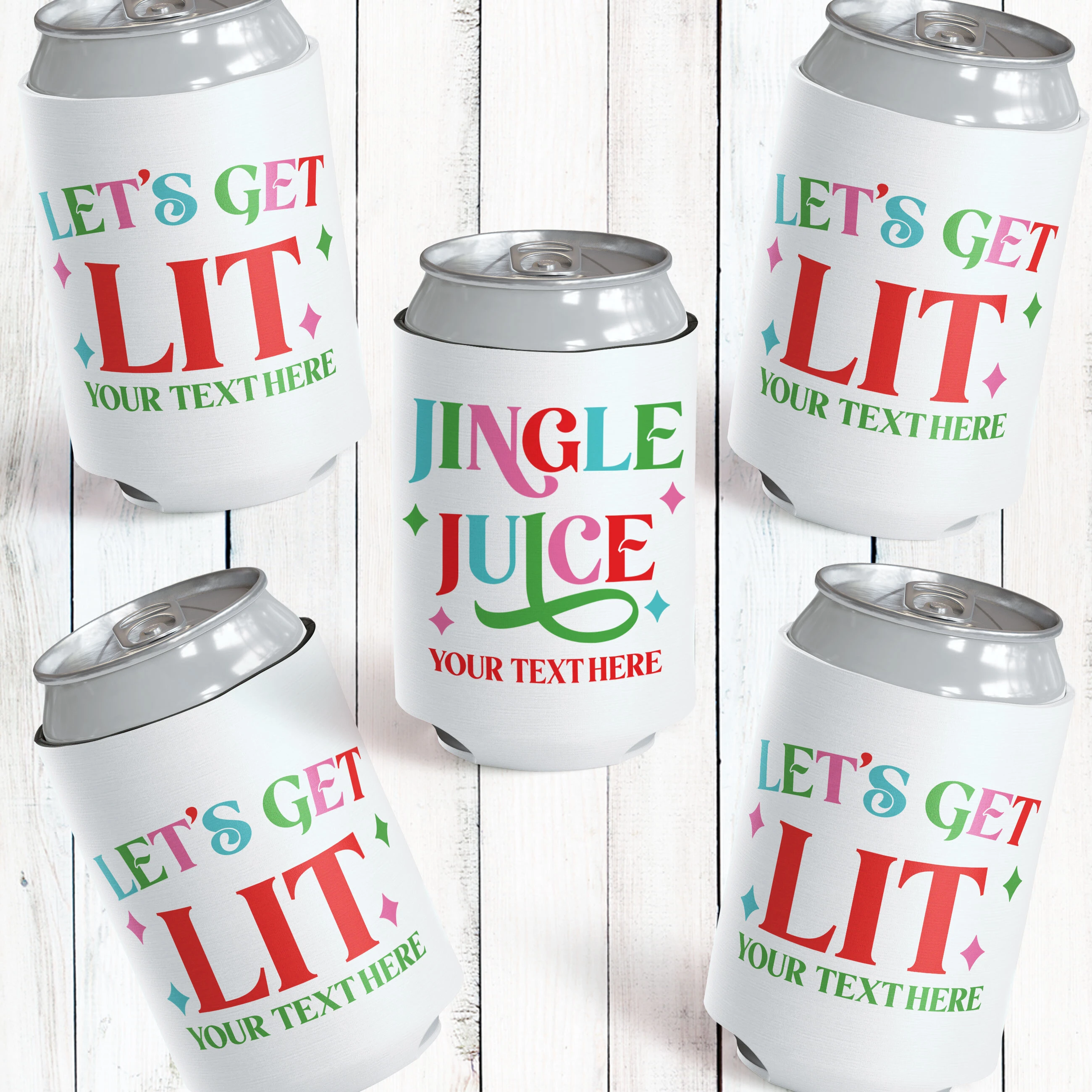 Personalized Christmas can coolers
