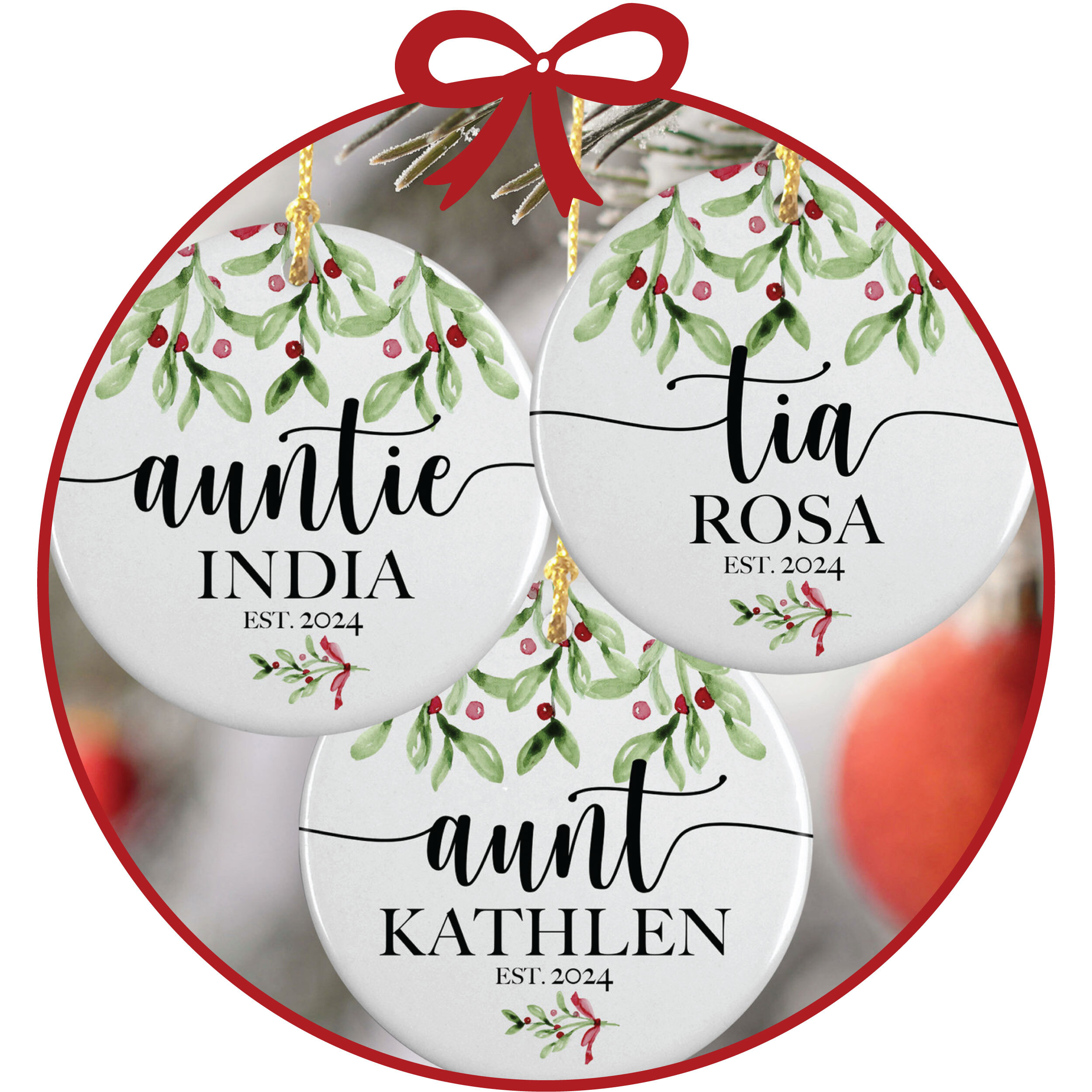 Personalized Christmas ornaments for family and friends