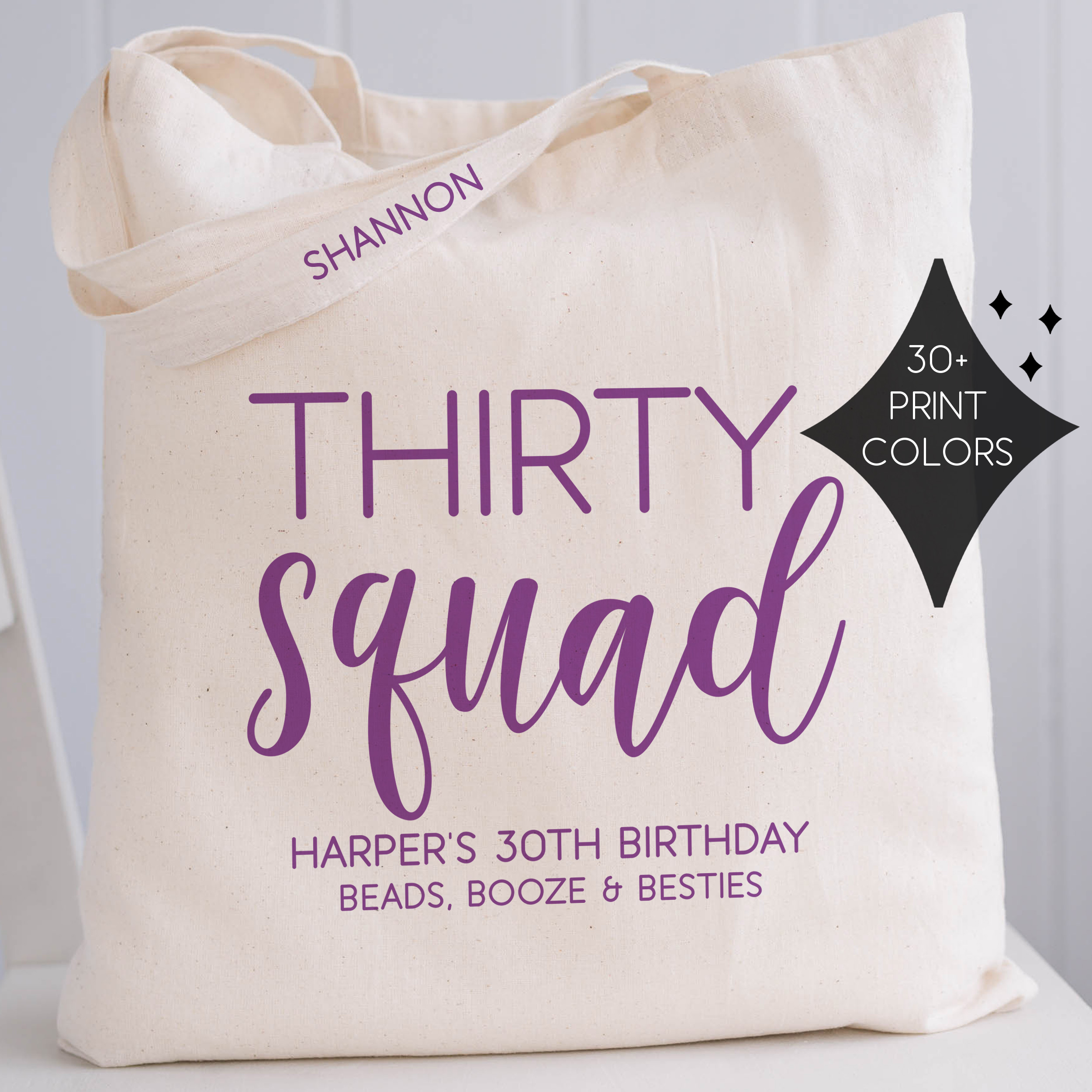 Personalized adult birthday bags, totes and favor bags