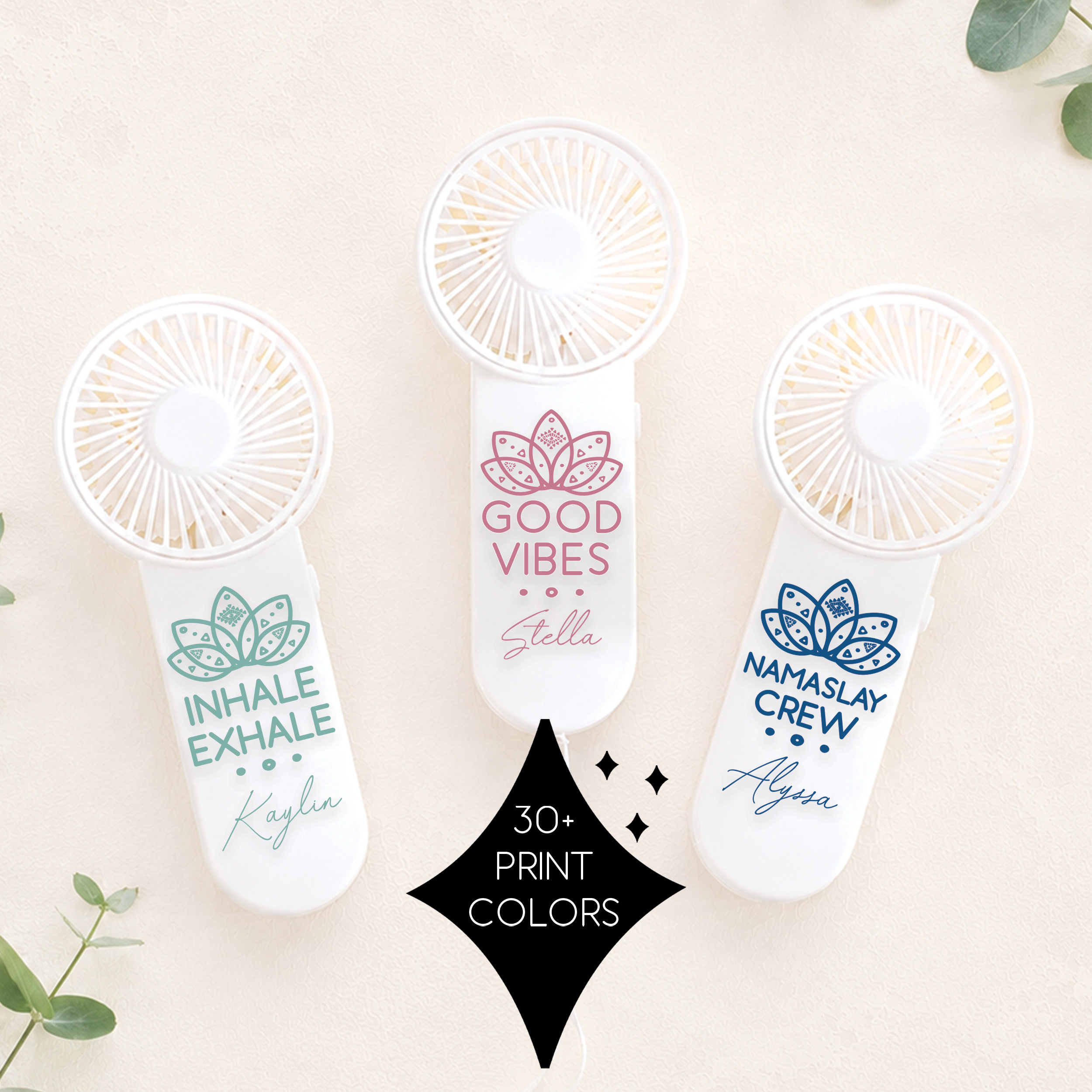 Personalized mini hand fans for adult birthday celebrations