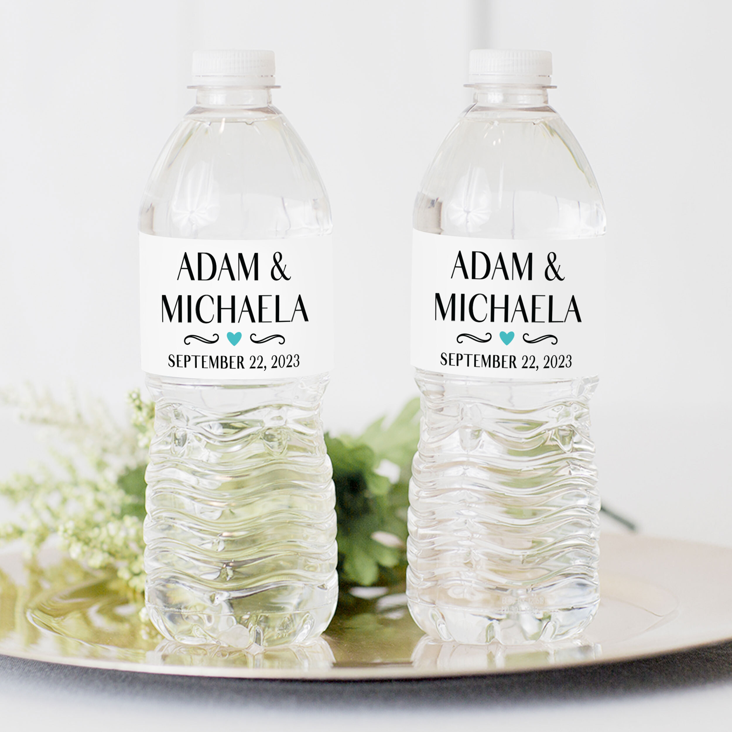 Personalized wedding water bottle labels
