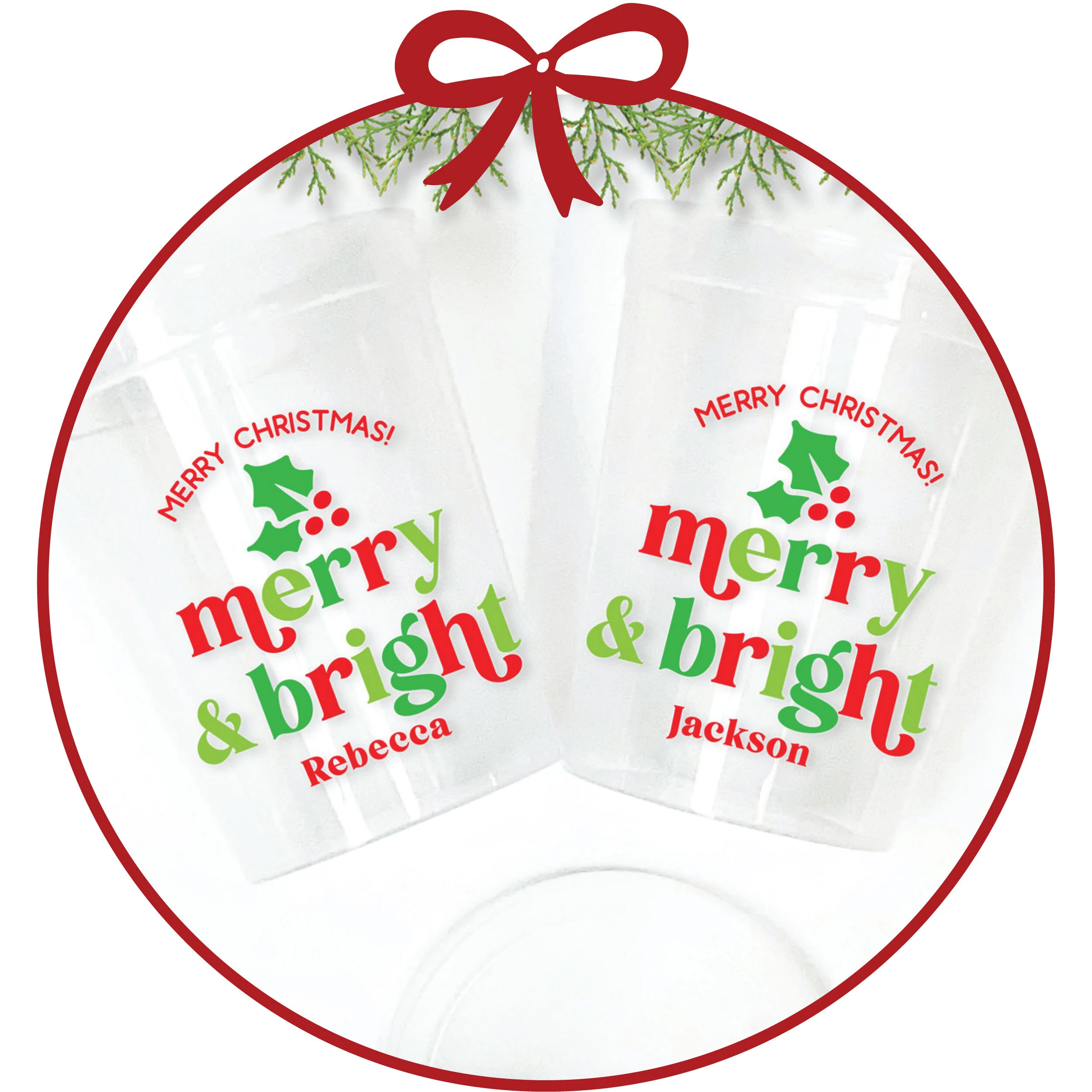 Personalized Christmas cups and drink pouches