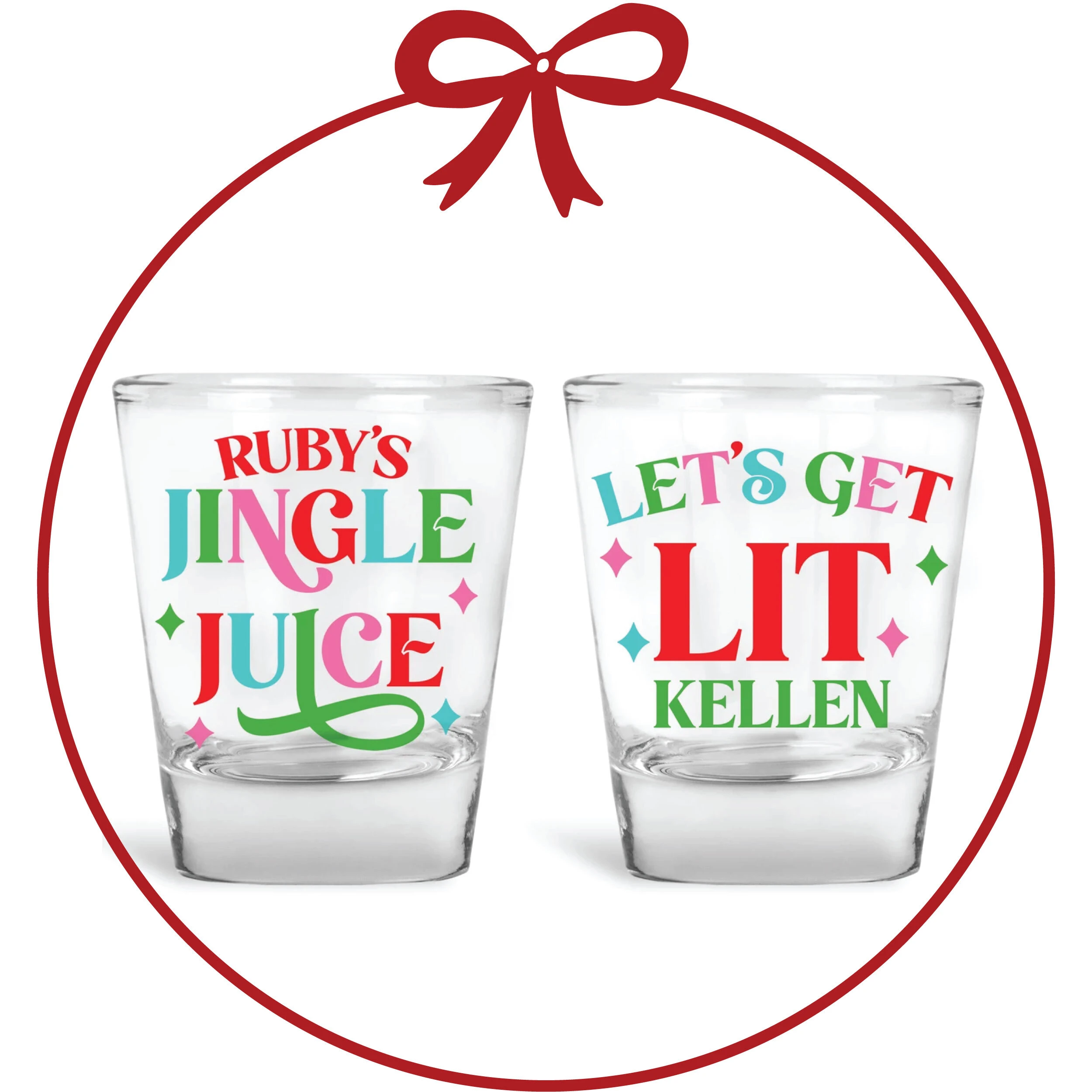 Personalized Christmas shot glasses and flasks