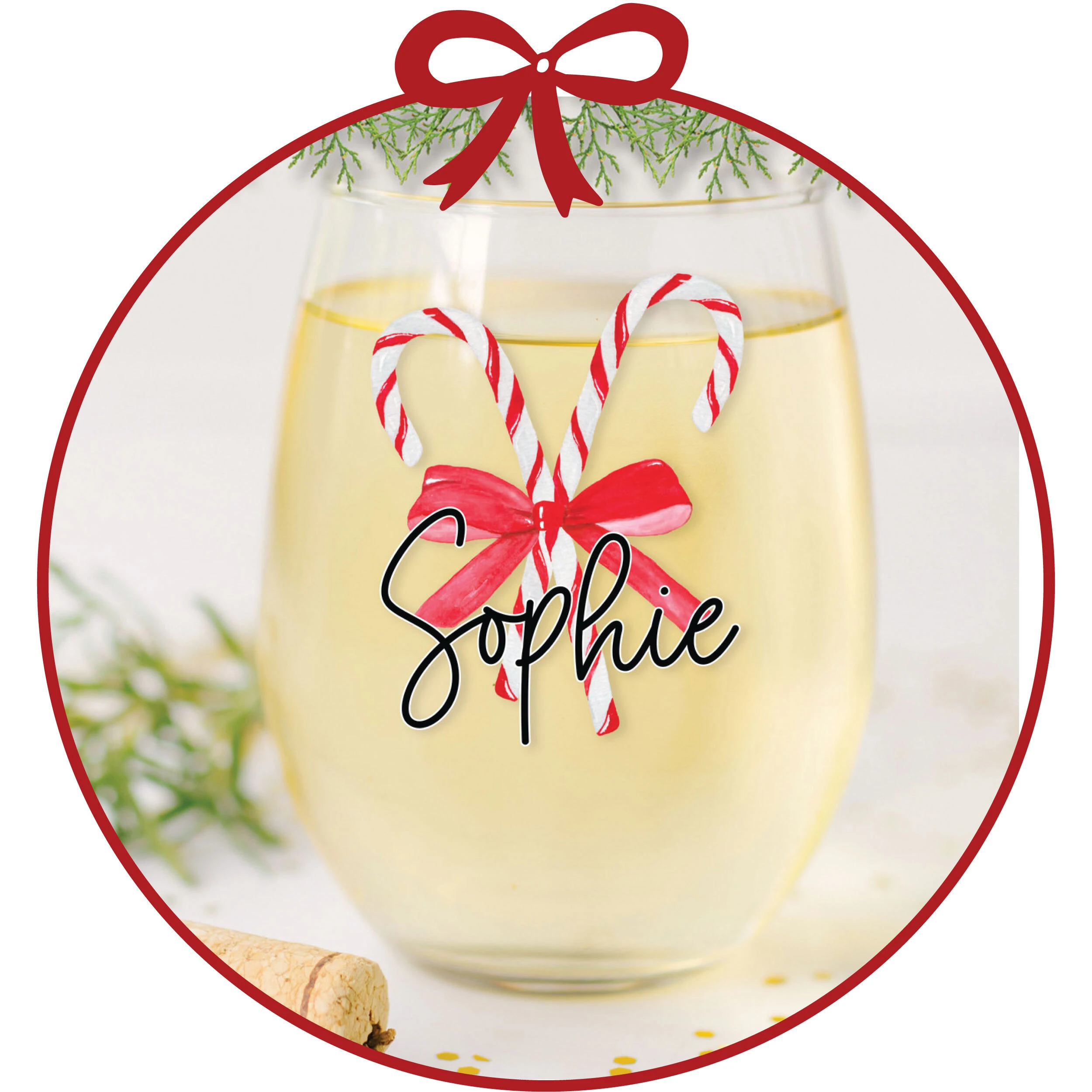 Personalized Christmas wine glasses