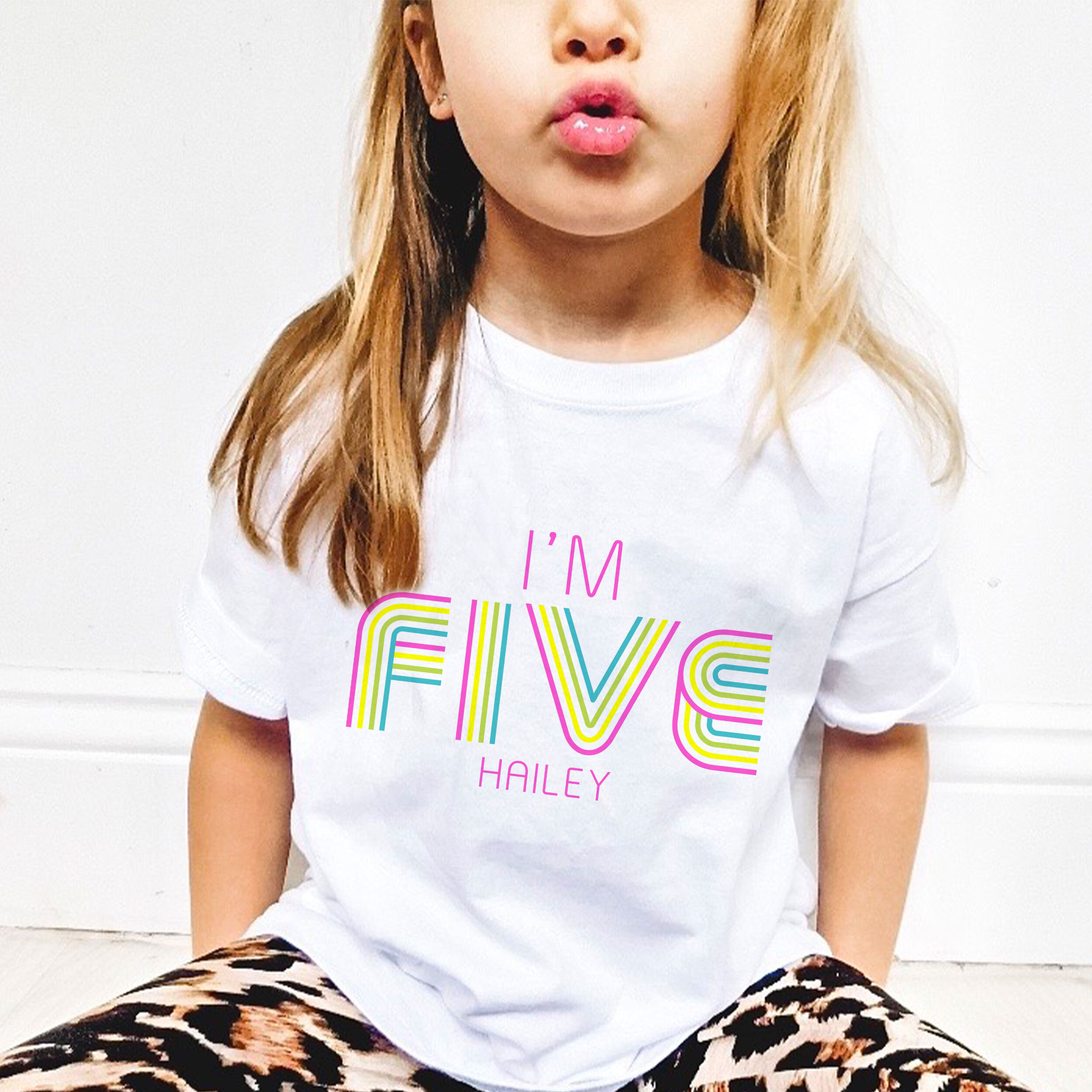 Personalized fifth birthday gifts, shirts and party favors