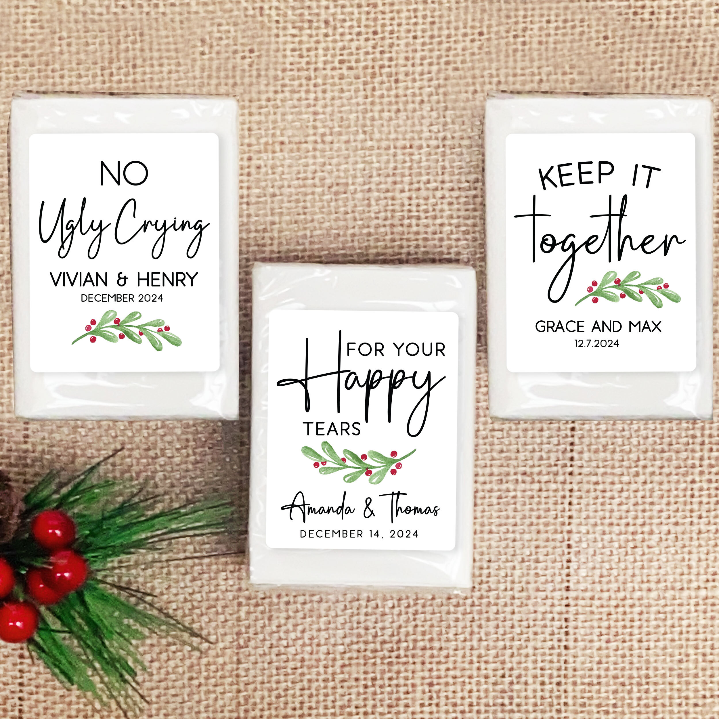 Personalized winter wedding favors and gifts