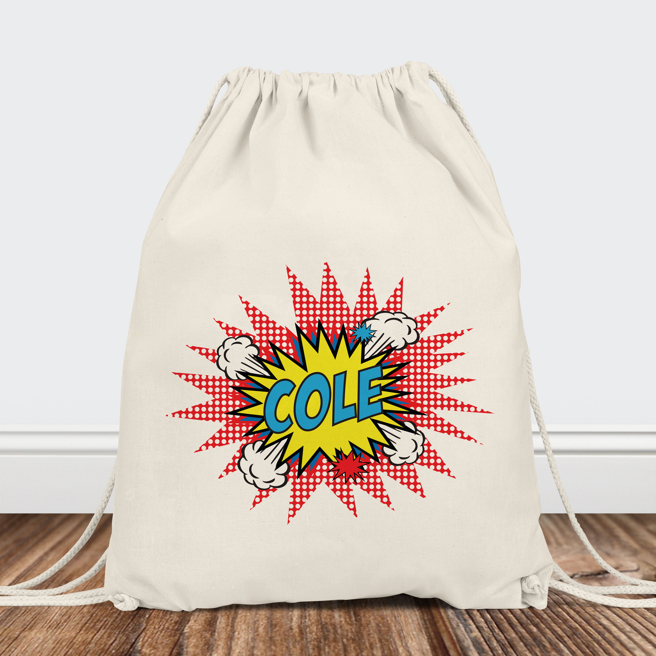 Pop Art Personalized Drawstring Backpack Red - Main Image