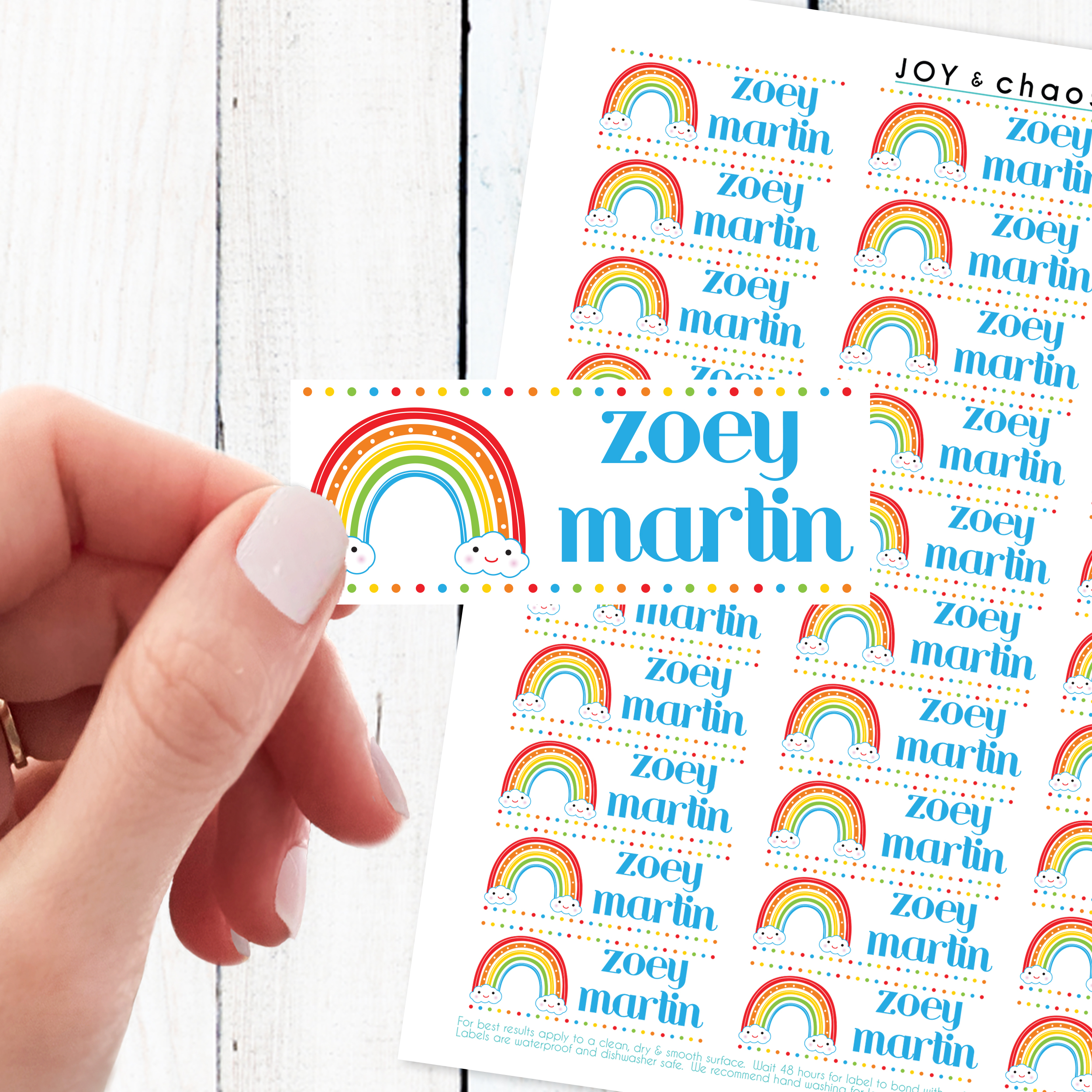 Rainbows Name Labels for Kids: Personalized Name Tags