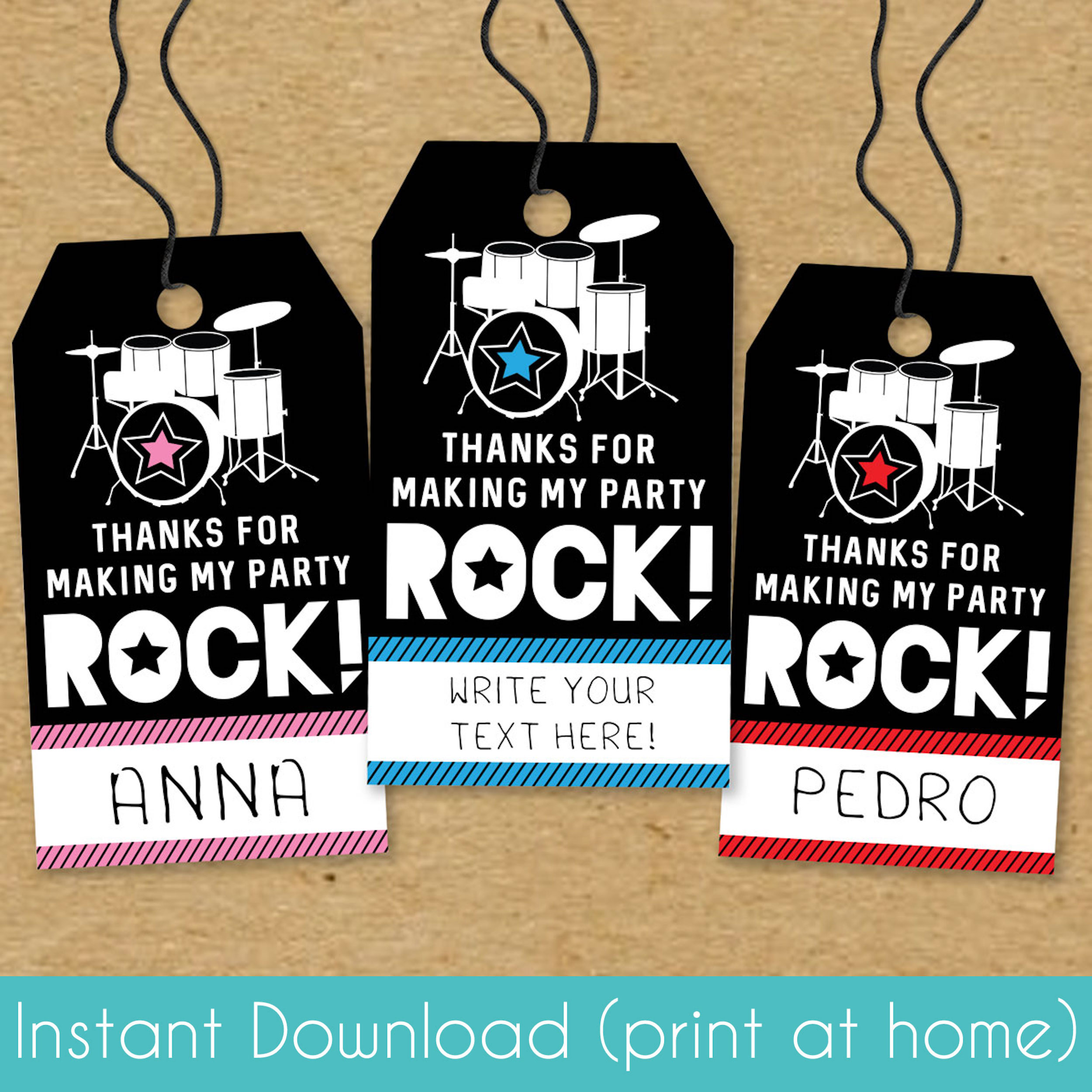 Printable Rockstar Birthday Favor Tags Download)