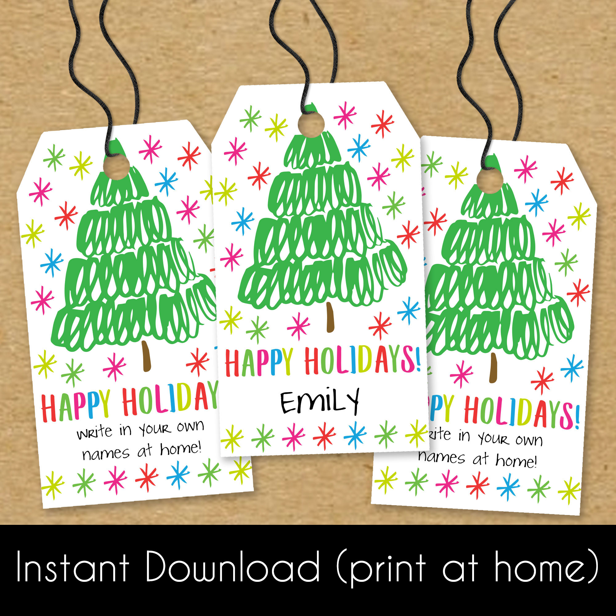 Printable Whimsical Christmas Tree Gift Tags >>>Instant