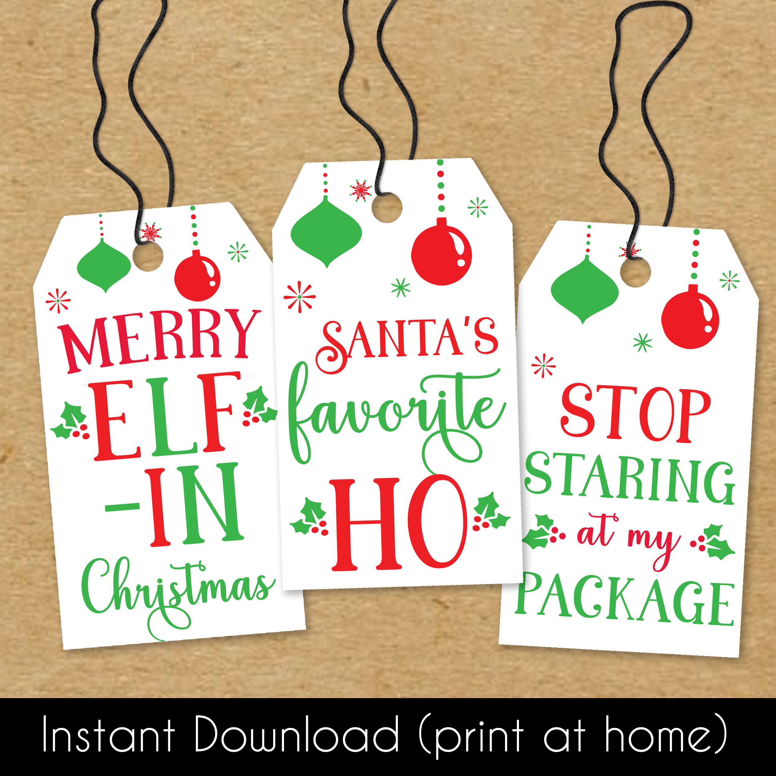 naughty christmas printable gift tags (instant download)