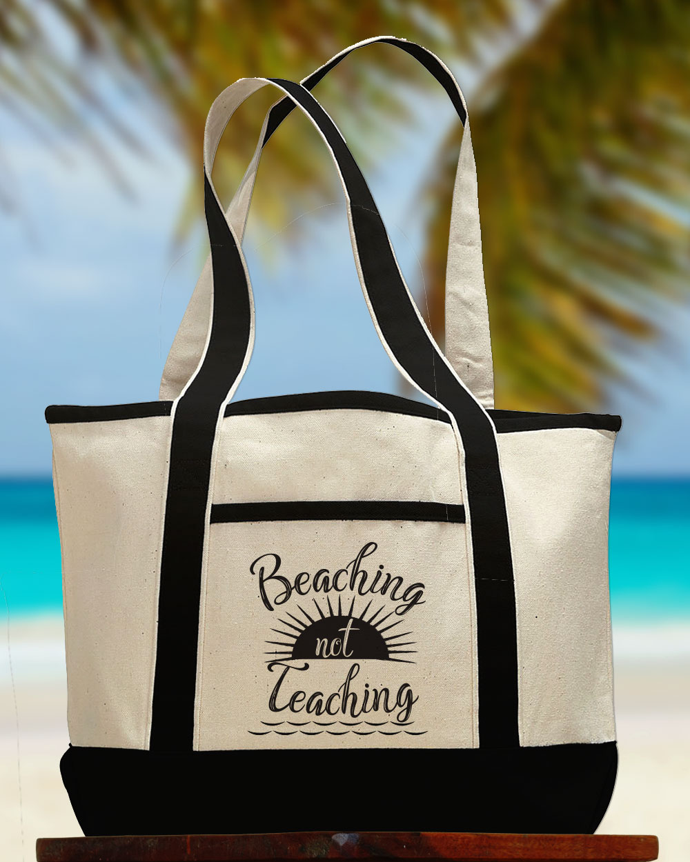 beaching not teaching tote