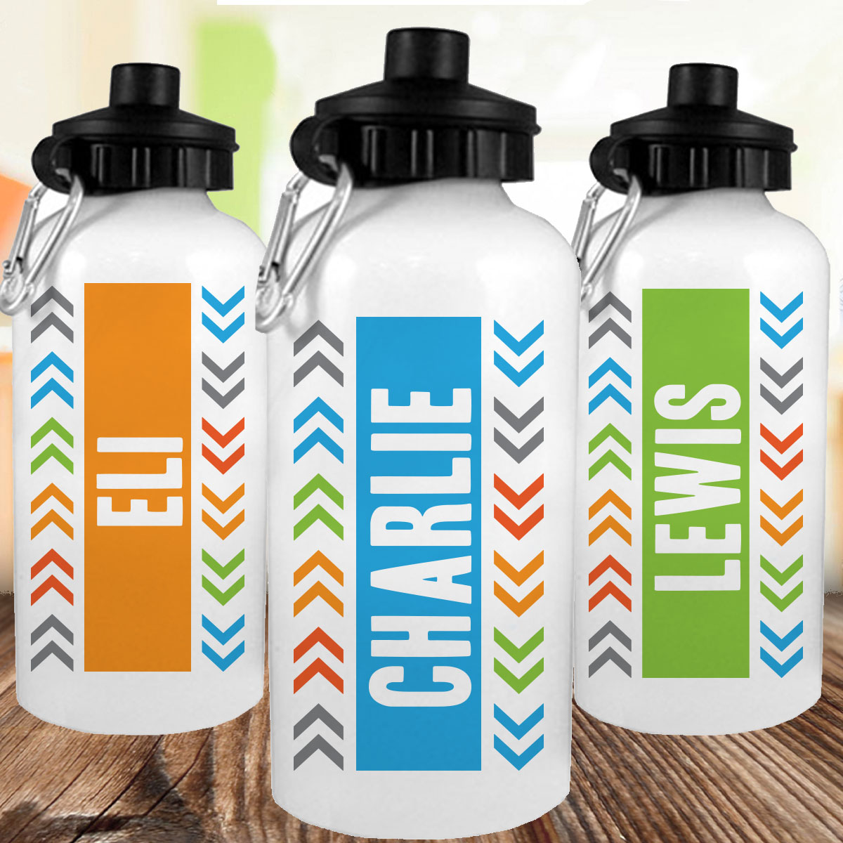 Your Custom Printed 20oz Aluminum Water Bottle Dishwasher Safe, Printed on  BOTH Sides, Comes W/ Pull Top, Twist Cap & Mini Carabiner 