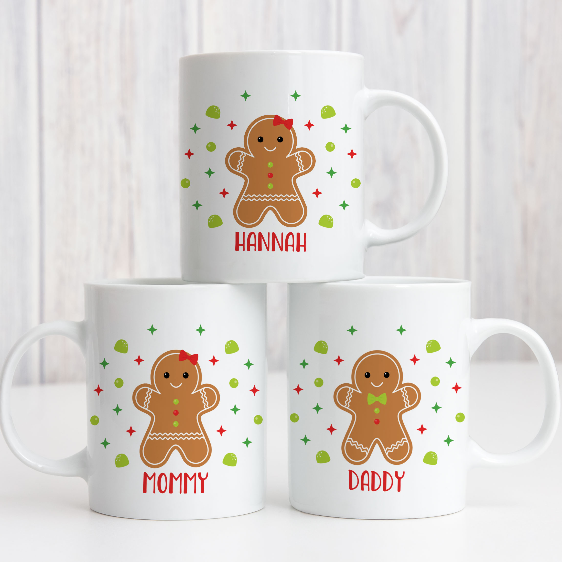 Gingerbread Cookie Personalized Christmas Mugs