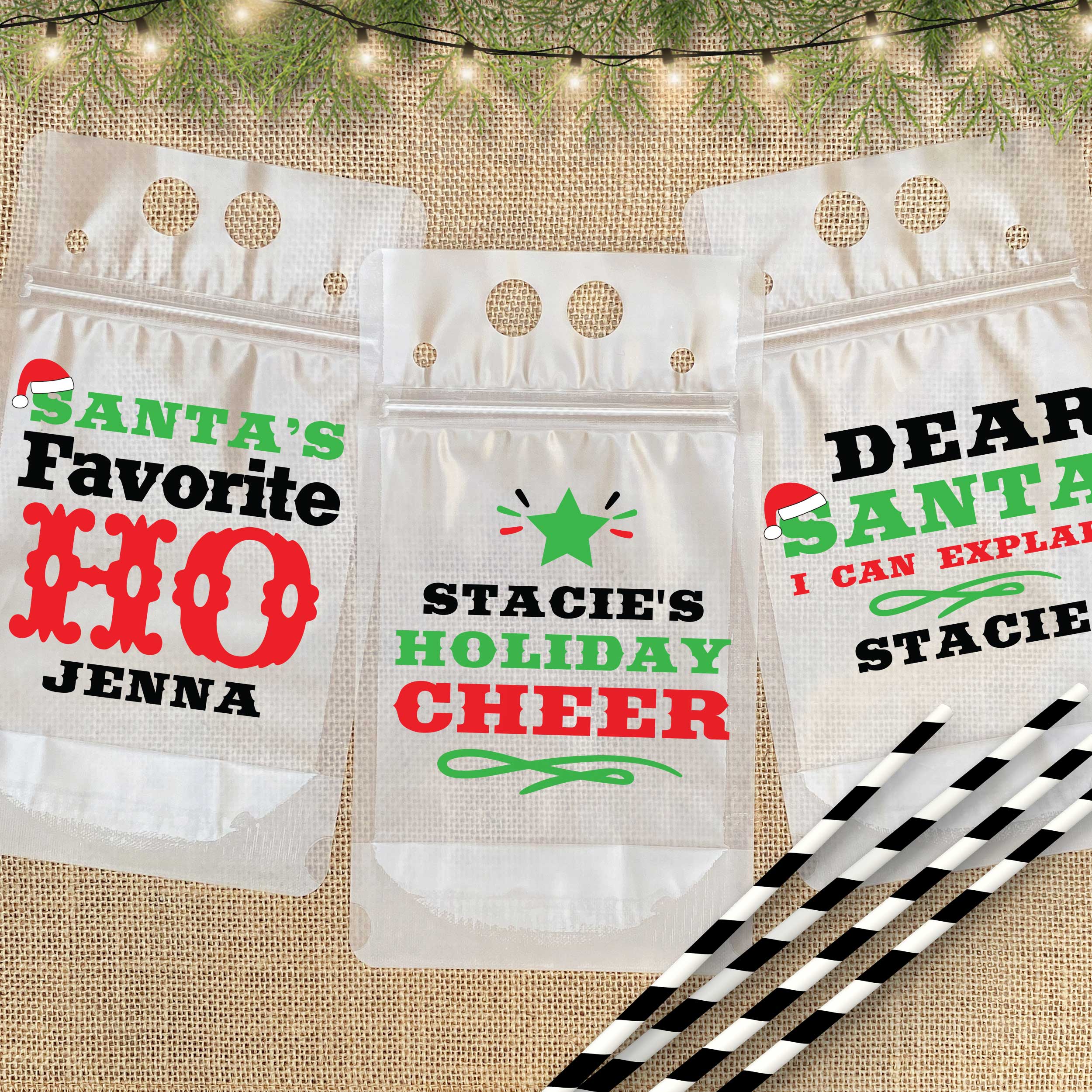 Holiday Cheer Christmas Personalized Adult Drink Pouches