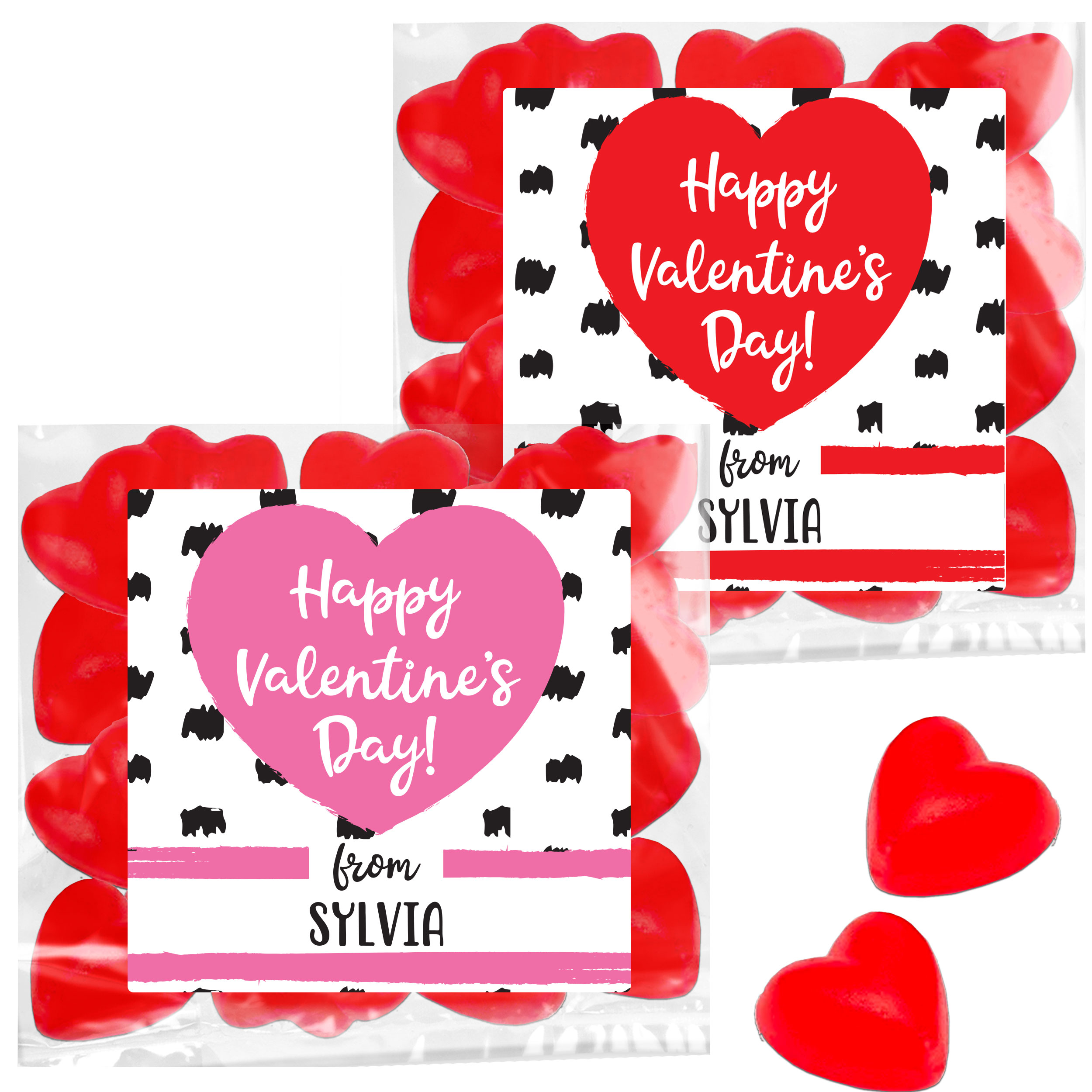 Mod Heart & Dots Personalized Valentine's Day Treat Bag Topper Kit