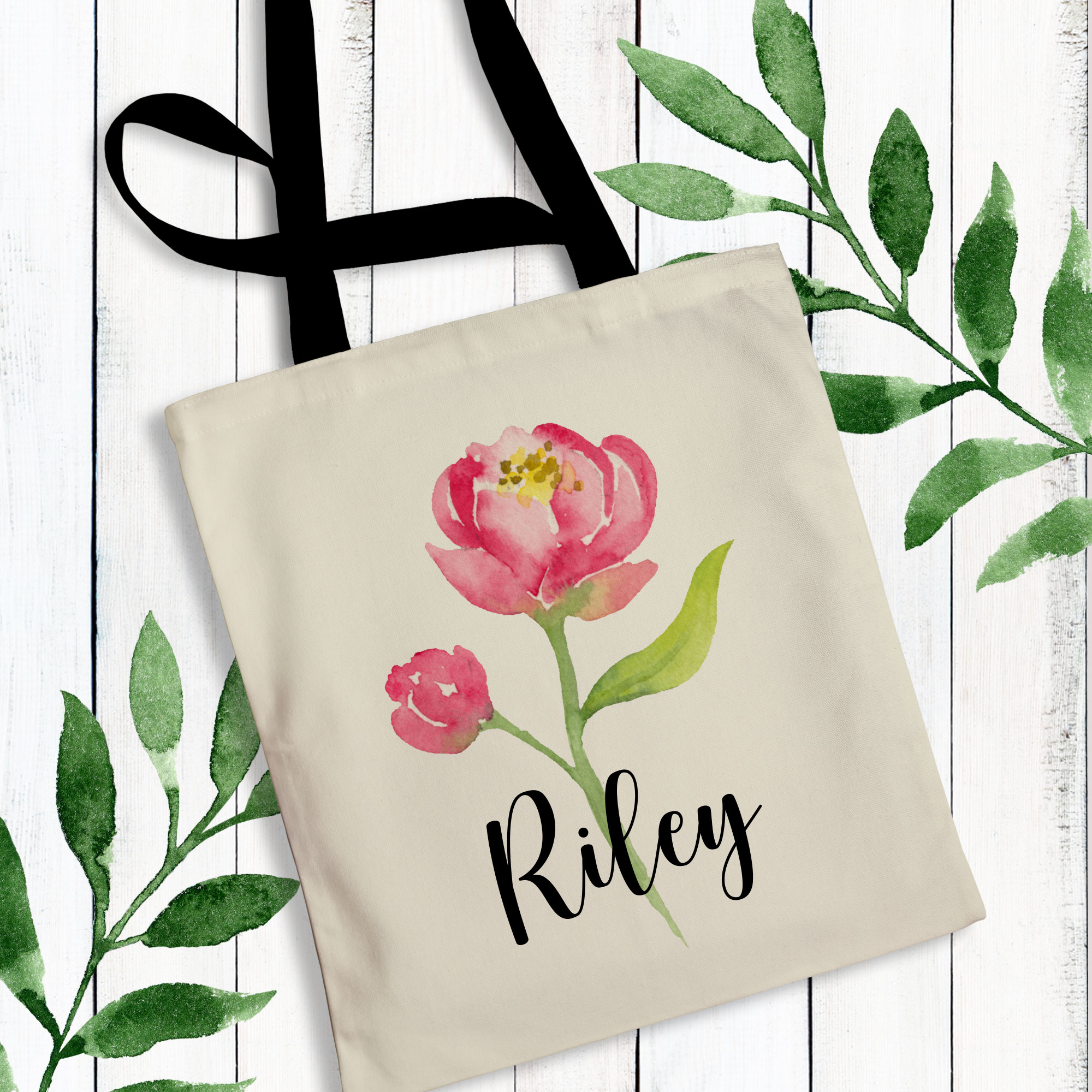 Pink Peony Floral Tote Bag