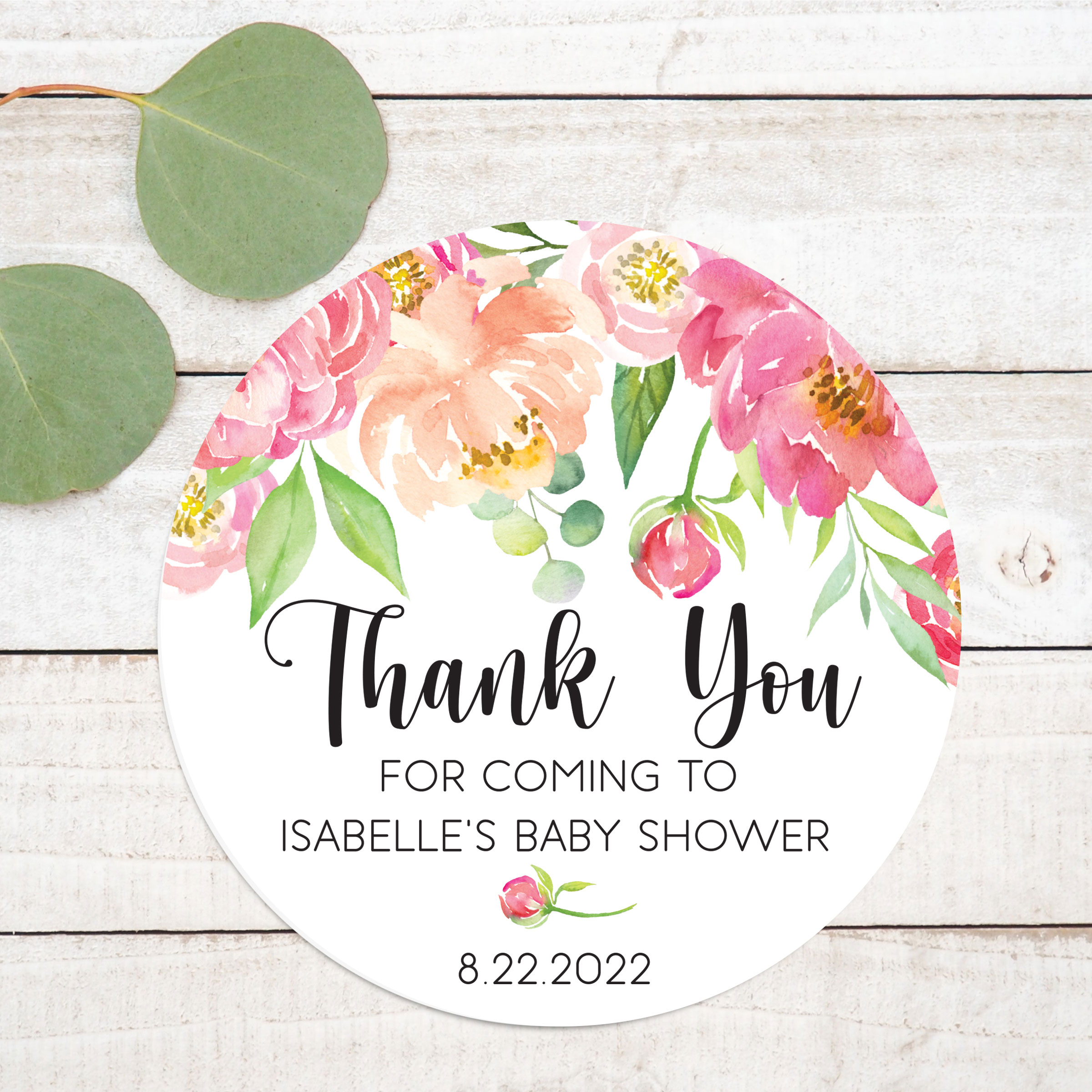 Graceful Floral Stickers Pack of 60 Round Favor Labels for Wedding, Bridal  Shower, Baby Shower Thank Guests for Coming Greenery Flower Theme Blush  (2x2 Size) Printed Paper Clever Party