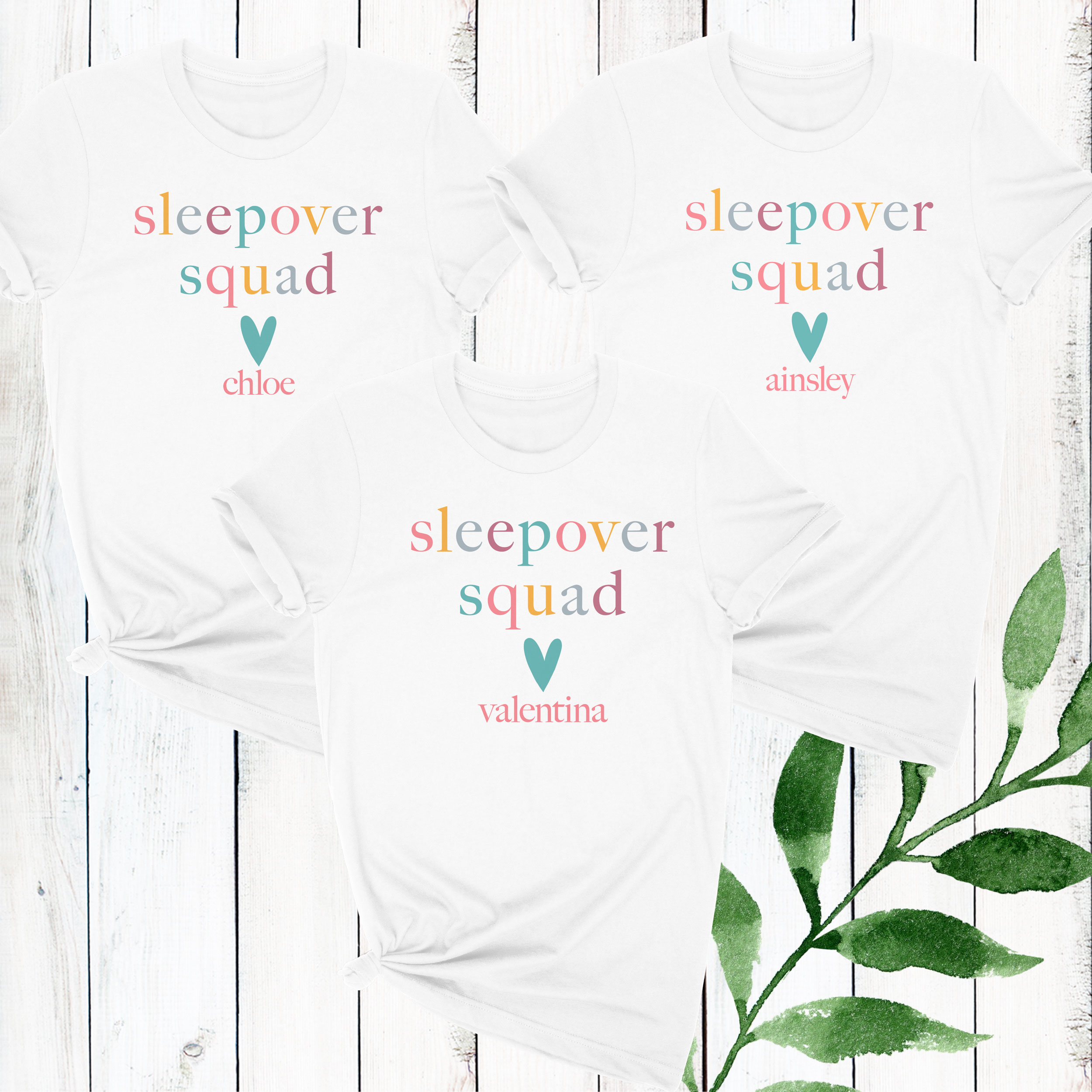 Sleepover squad shirts clearance