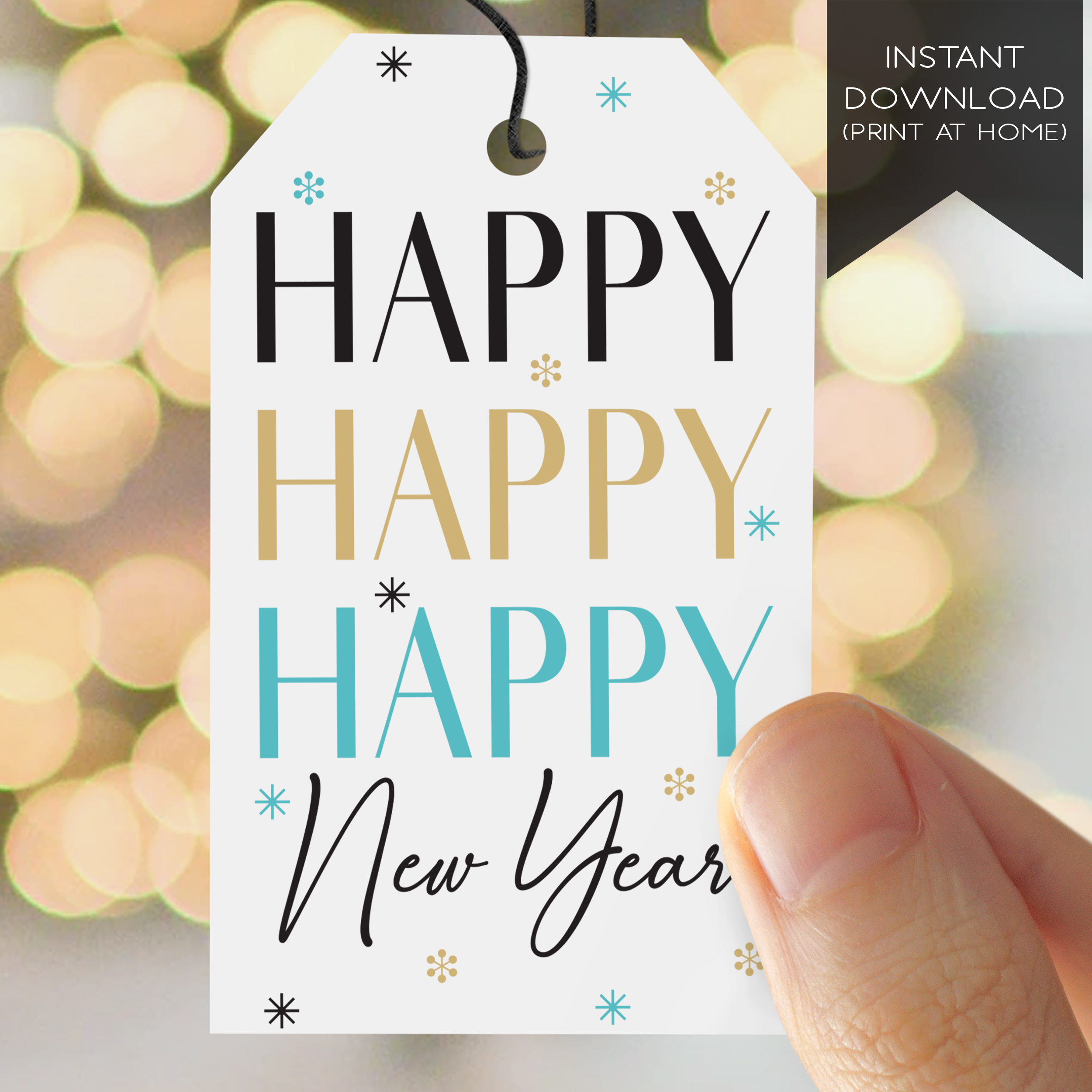 Happy happy new year printable party favor tags (instant download)