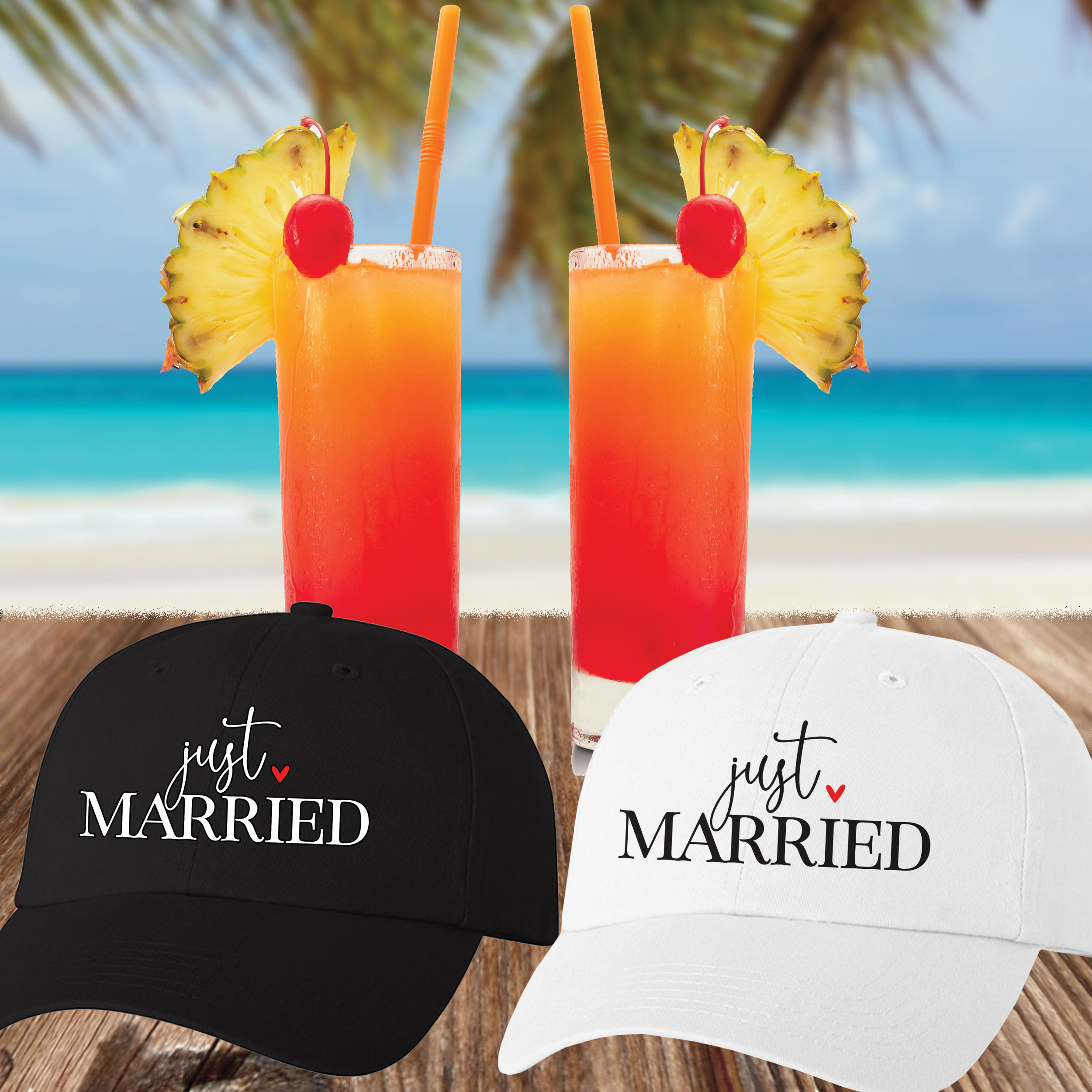 Just Married Wedding Baseball Hats image