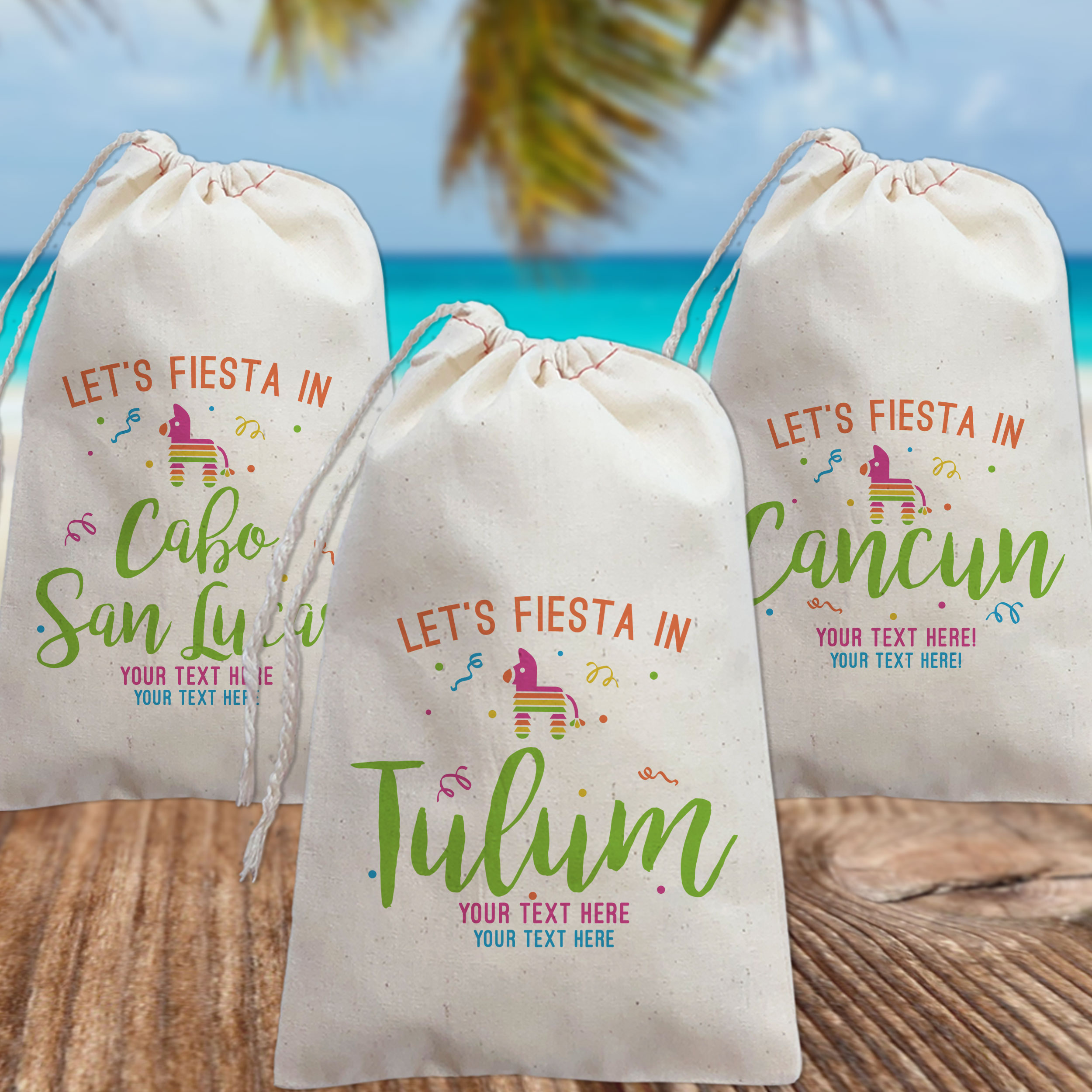 Tropical Wedding Palm Tree Personalized Wedding Welcome Bags