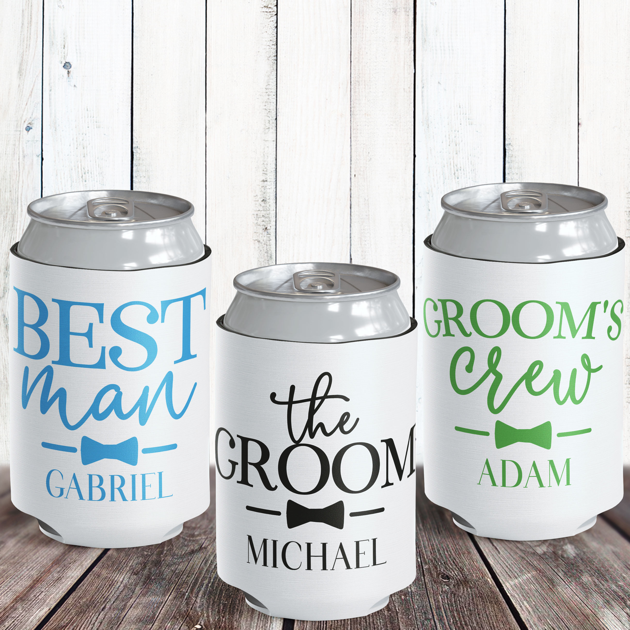 Modern Groom's Crew Custom Can Coolers