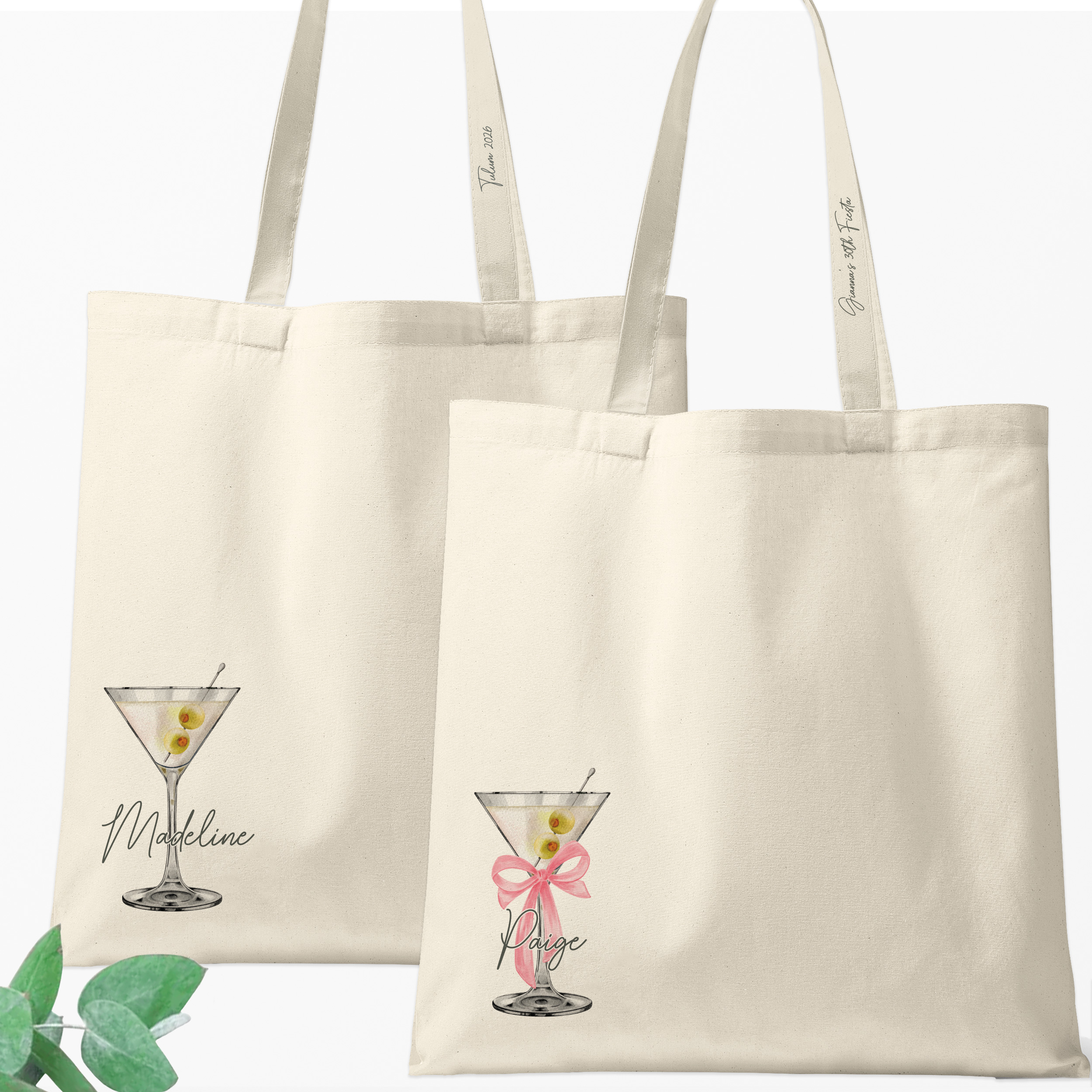 Personalized Martini Tote Bags – Dirty Martini Bachelorette Favors