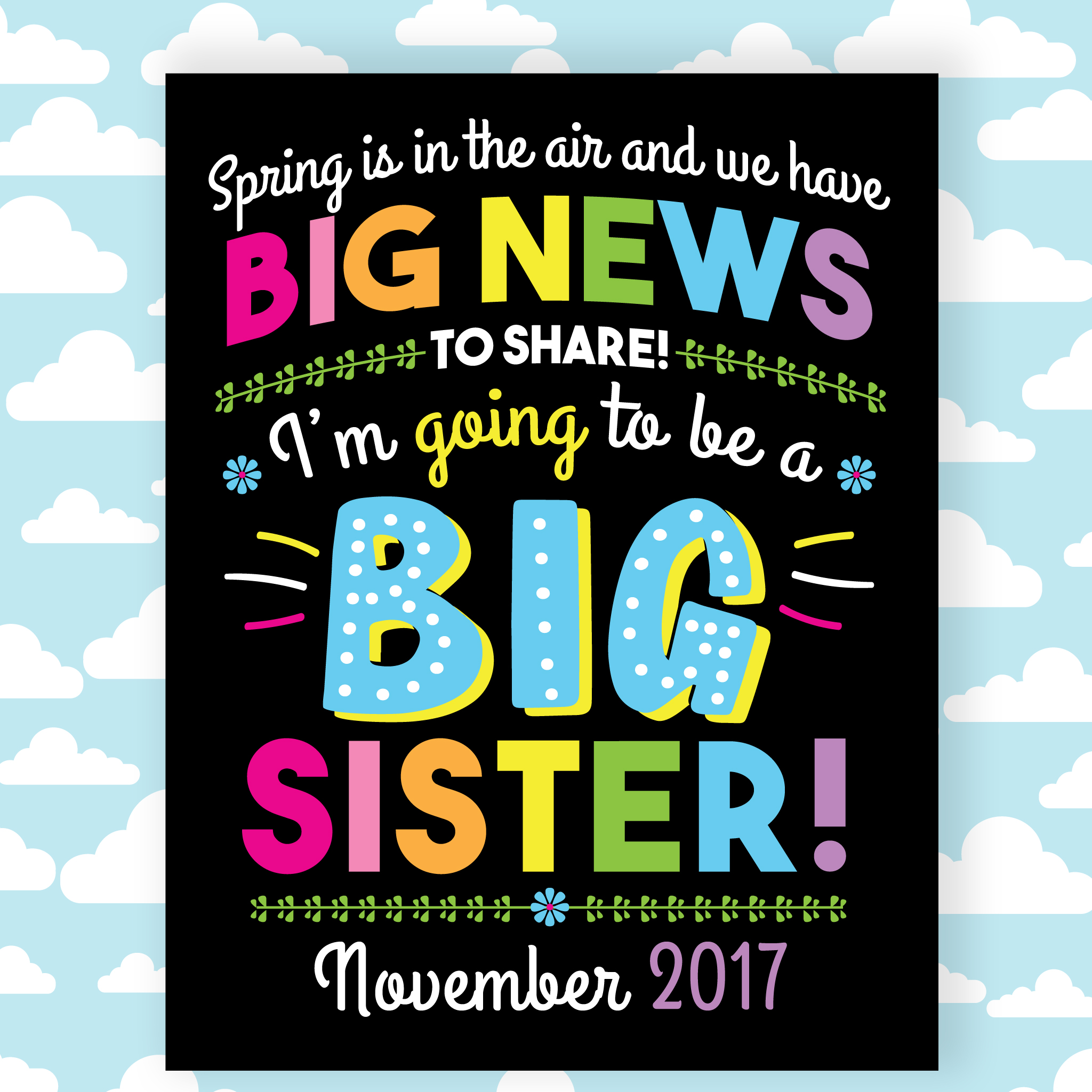 New: Spring Pregnancy Announcements to Print At Home! - Joy & Chaos