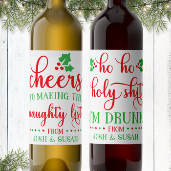 Ho Ho Holy Christmas Personalized Wine Labels