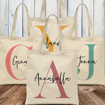 Initial Letter, Monogram Modern Stylish Trendy Tote Bag