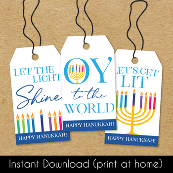 Let #39 s Get Lit Printable Hanukkah Gift Tags Instant Download