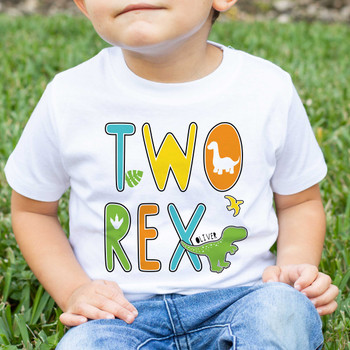 Dinosaur Two Rex 2nd Birthday Shirt for Kids