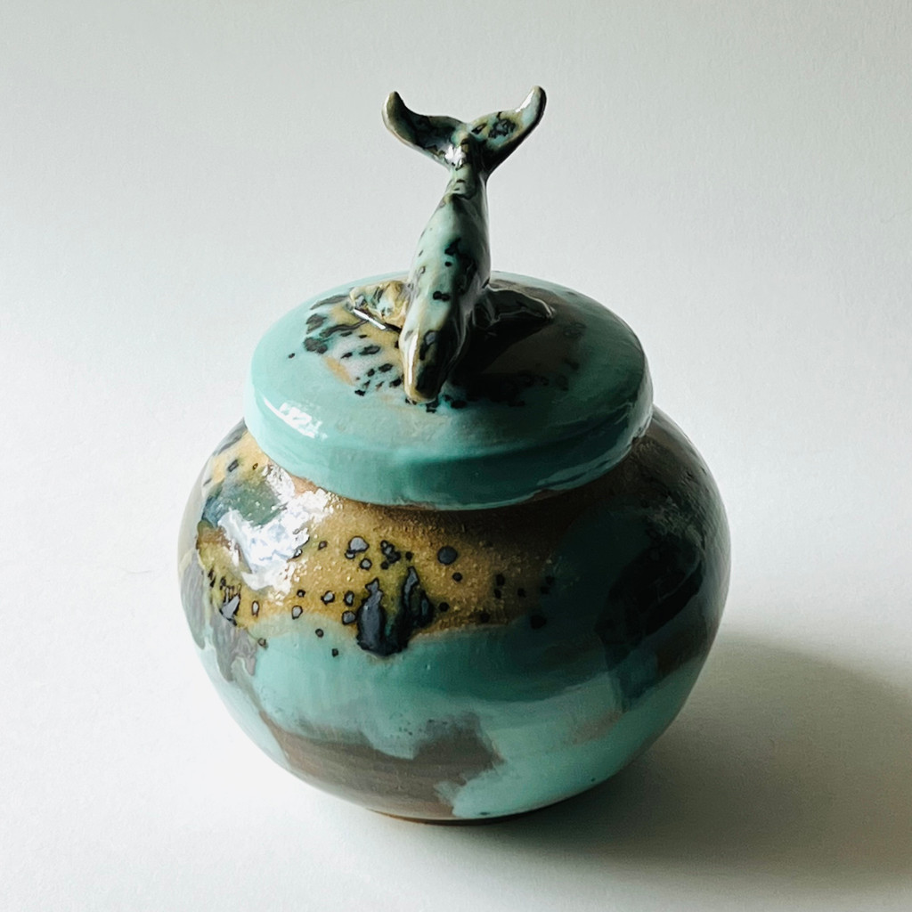 Whale Lidded Jar | Tropical Aqua Jasper