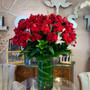 Clear glass vase  red rose arrangement large flower design