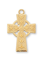 Pewter Celtic Cross Pendant with Green Inlay 