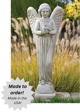 Angel With Dove Outdoor Cement Garden Statue - 29"
