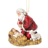 Kneeling Santa with Christ Child Ornament 