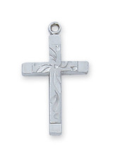 3/4" Rhodium Pewter Cross on an 18" Rhodium Plated Chain. Deluxe Gift Box Included