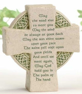 3.5"H Celtic Cross Faithstone. May the Road rise to meet saying inscribed on it. 3.5"H x 3"W x 1.25D 