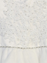 Communion Dress - Satin Bodice with Beaded Embroidered Applique 