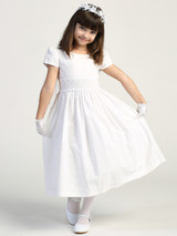 Communion Dress - Cotton Dress with Smocked Waistband 