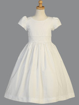 Communion Dress - Cotton Dress with Smocked Waistband 